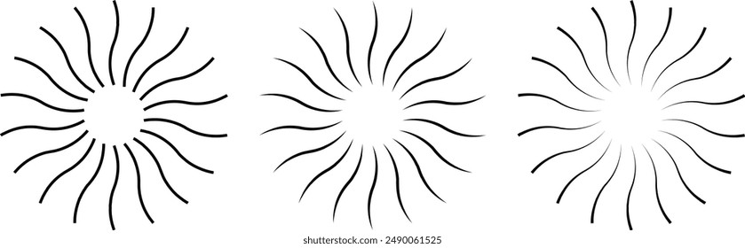 Radial circle lines. Circular radiating lines geometric element. Sun star rays symbol eps 10