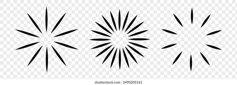 Líneas de círculo radial. Elemento geométrico de líneas radiantes circulares. Símbolo de los rayos solares. Círculo radial. Eps 10.