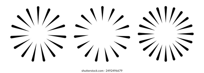 Líneas de círculo radial. Elemento geométrico de líneas radiantes circulares. Símbolo de los rayos solares. Formas geométricas Abstractas. Círculo radial. Eps 10.