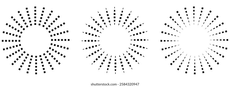 Radial circle lines. Circular radiating lines geometric element. Sun star rays symbol. Abstract geometric shapes. Design element. eps 888