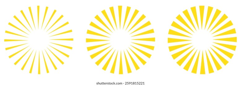 Radial circle lines. Circular radiating lines geometric element. Sun star rays symbol. Abstract geometric shapes. Design element. Vector illustration isolated on white background.