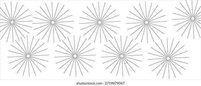 Líneas radiales circulares. Elemento geométrico de líneas circulares radiantes. Símbolo de rayos de sol. Formas geométricas Abstractas. Elemento de diseño. Ilustración vectorial aislada sobre fondo blanco.