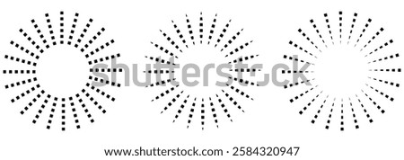 Radial circle lines. Circular radiating lines geometric element. Sun star rays symbol. Abstract geometric shapes. Design element. eps 888