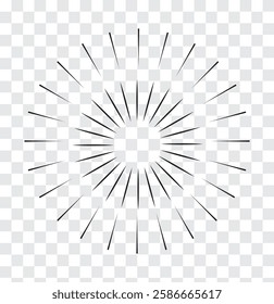 Radial circle lines. Sun and star rays sign symbol. Flat design elements. Spokes with radiating stripes. Abstract illusion geometric shapes. Variety Design. EPS 10