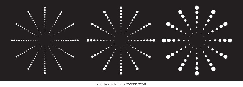 Líneas radiales circulares. Vector Sunbeam, líneas circulares radiantes. Líneas circulares, rayos solares. Ilustración vectorial.