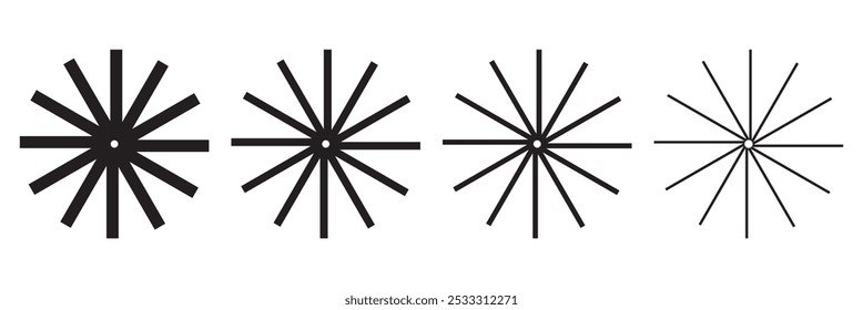 Líneas radiales circulares. Vector Sunbeam, líneas circulares radiantes. Líneas circulares, rayos solares. Ilustración vectorial.