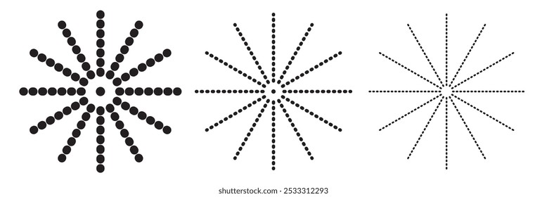 Líneas radiales circulares. Vector Sunbeam, líneas circulares radiantes. Líneas circulares, rayos solares. Ilustración vectorial.