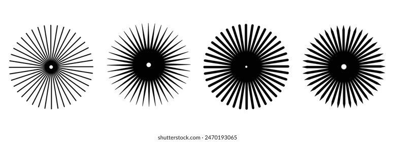 Radial circle lines. Radial circle lines vector set.