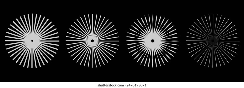 Radial circle lines. Radial circle lines vector set.