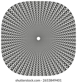 Radial circle pattern. Concentric Vector design. Abstract line illustration. Black white background.