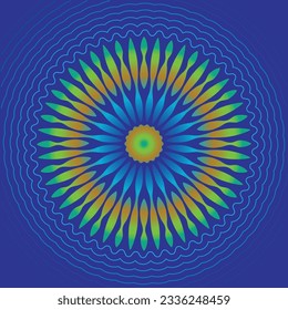 Radial circle of peacock feathers color scheme in mandala style vector.