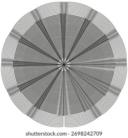 Radial circle shape. Geometric sector element. Converging line pattern. Vector graphic design. EPS 10.