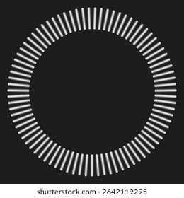 Radial circle stripe pattern. Black white geometric frame. Vector ring design. Monochrome border element.