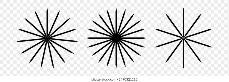 Radial circle vector. Hand drawn firework. Star burst. Sunburst doodle icon. Hand drawn explosion frame. Radial circle icon. Eps 10.