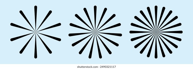 Radial circle vector. Hand drawn firework. Star burst. Sunburst doodle icon. Hand drawn explosion frame. Radial circle icon. Eps 10.