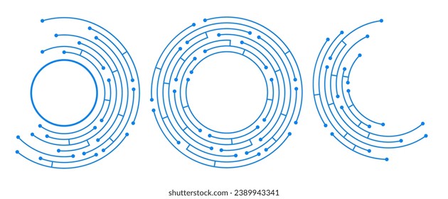 Radial circuit board set. Technology vector design