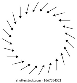 Radial, circular arrow for swirl, twirl, turn concepts. Concentric pointer illustration for revolve, recycle themes. Circulation, tweak cursor design