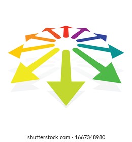 Radial, circular arrows for enlarge, expand themes. Alignment, align, maximize concepts pointers illustration. Outward cursor design for stretch, magnify, scale, resize themes