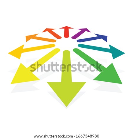 Radial, circular arrows for enlarge, expand themes. Alignment, align, maximize concepts pointers illustration. Outward cursor design for stretch, magnify, scale, resize themes