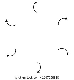 Radial, circular arrows pointing from center. 