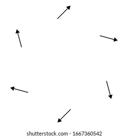 Radial, circular arrows pointing from center. 