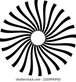 Radial circular design element. Vector outline icon.