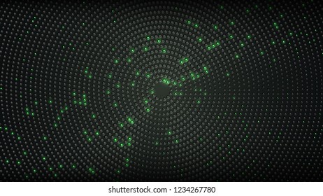 Radial circular dot pattern. Blue halftone cover. Vector techno background. Dot structure of the surface. Abstract vector