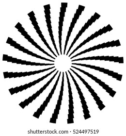 Radial circular element. Geometric circles of rectangles.