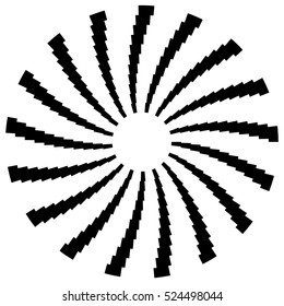 Radial circular element. Geometric circles of rectangles.