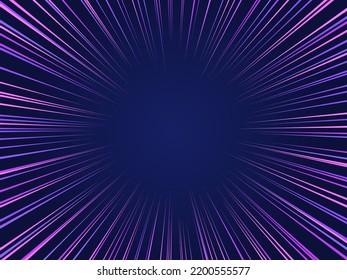 Radial or circular neon background. Neon rays. Abstract circular space background. Comic. Energy or speed concept. Neon Light. Laser rays. Night sky. Speed motion, power concept. Vector illustration