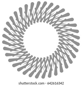 Radial, circular style geometric design element. Simple mandala-like shape. Editable abstract geometric motif.