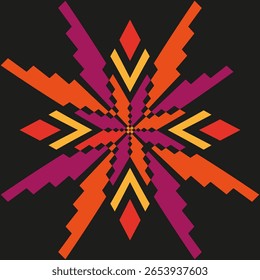 Motif de couleur radiale. Forme géométrique Abstrait. Conception dynamique en étoile. Image vectorielle élément vibrant.