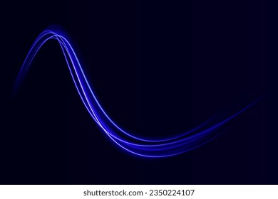 Radial color spirals. Acceleration speed motion on night road. Bright sparkling background. Lines in the shape of a comet against a dark background. The effect of energy and speed. Vector.