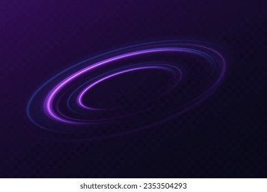 Radialfarbige Spiralen. Beschleunigungsbewegung auf der Nachtstraße. Heller, funkelnder Hintergrund. Linien in Form eines Kometen auf dunklem Hintergrund. Der Effekt von Energie und Geschwindigkeit. Vektorgrafik.