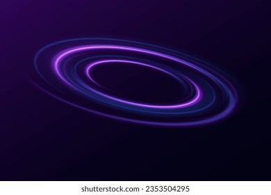 Radial color spirals. Acceleration speed motion on night road. Bright sparkling background. Lines in the shape of a comet against a dark background. The effect of energy and speed. Vector.
