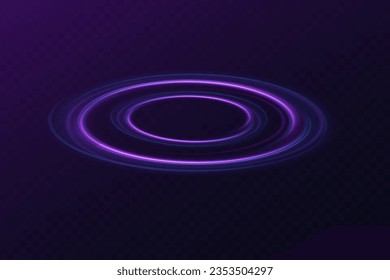 Espirales de color radial. Aceleración del movimiento en el camino nocturno. Fondo brillante brillante. Líneas en forma de cometa con un fondo oscuro. El efecto de la energía y la velocidad. Vector.