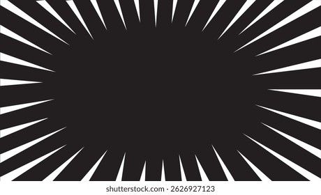 Radial Comic Burst Background Set – Black and White Sunburst Explosion Effect for Pop Art, Manga, and Dynamic Design
