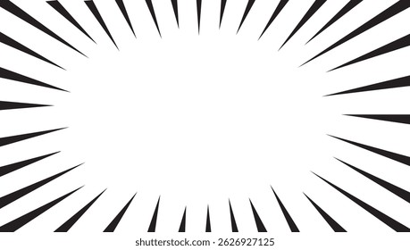 Radial Comic Burst Background Set – Black and White Sunburst Explosion Effect for Pop Art, Manga, and Dynamic Design