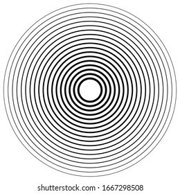 Radial, concentric circle(s). radiating spiral, vortex lines. Rays and beams burst effect. Converging circles simple round geometric illustration