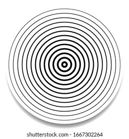Círculos radiales y concéntricos. espiral radiante, líneas vórtice. Rays y vigas rompen efecto. Dibujo geométrico redondo simple en círculos convergentes
