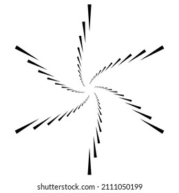 Radial, concentric, circular triangles shape, design element, icon