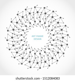 Radial connected dots in circle form. Fireworks explosion background. Circular design element. Abstract geometric star rays. Design element for medical, treatment, cosmetic emblem