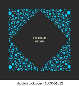 Radial connected dots in square form. Fireworks explosion background. Circular design element. Abstract geometric star rays. Design element for medical, treatment, cosmetic emblem