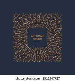 Radial connected dots in square form. Fireworks explosion background. Circular design element. Abstract geometric star rays. Design element for medical, treatment, cosmetic emblem