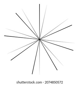 Radial, converging, radiating lines. Circular burst lines. Starburst, sunburst of thin irregular, random lines