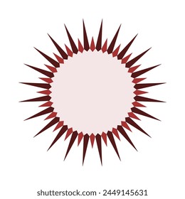 Radial crystals circle shape red icon. A circular crystal symbol. Isolated on a white background.