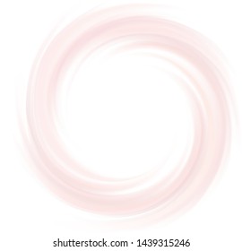 Radial curvy border with space for text in glowing white milky center. Whirl pale red eddy syrup surface symbol icon sign logo pictogram banner frame. Appetizing mix rose color of redcurrant, cowberry