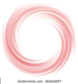 Radial curvy fond with space for text in glowing white center. Whirl red eddy syrup surface. Appetizing mix jam of juicy fruits rose color: redcurrant, dragon or pitaya, cowberry, watermelon