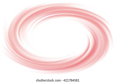 Radial curvy fond with space for text in glowing white center. Red eddy surface. Appetizing milk mix of juicy fruits rose color