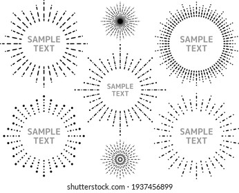 Radial dashed line and dotted line sunburst frame set